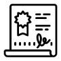 Icon of an official certificate or qualification document with a ribbon and signature, representing academic recognition or completion of an Nursing Ausbildung program in Germany