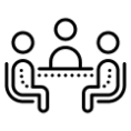 Icon of group of three person sitting