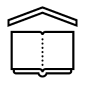 Black school building icon representing IELTS coaching classes, offering specialized IELTS training designed for the academic module of the IELTS exam, helping students succeed through a structured IELTS course