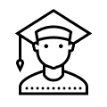 Icon of a male student, symbolizing learning and education. It is suitable for promoting a German language course or German language classes taught by expert German teachers, encouraging students to learn German starting from the A1 level
