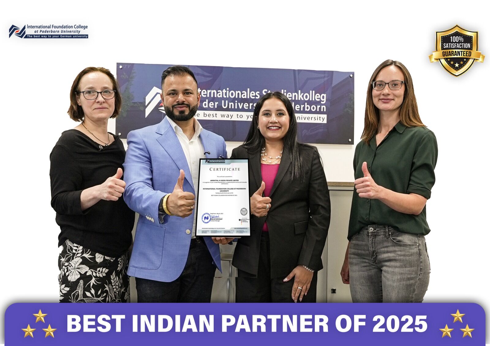Amratpal A Vision receives the “Best Indian Partner of 2025” award from Studienkolleg Paderborn, celebrating their excellence in guiding Indian students through the Germany study visa and Germany student visa process. This collaboration with Studienkolleg supports students aiming to study in Germany through trusted academic pathways.